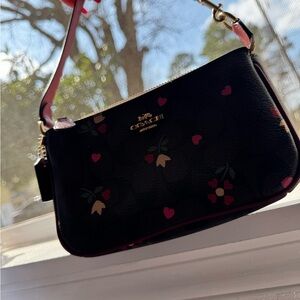 COPY - Coach Brown and Pink Shoulder Bag with Floral Accents